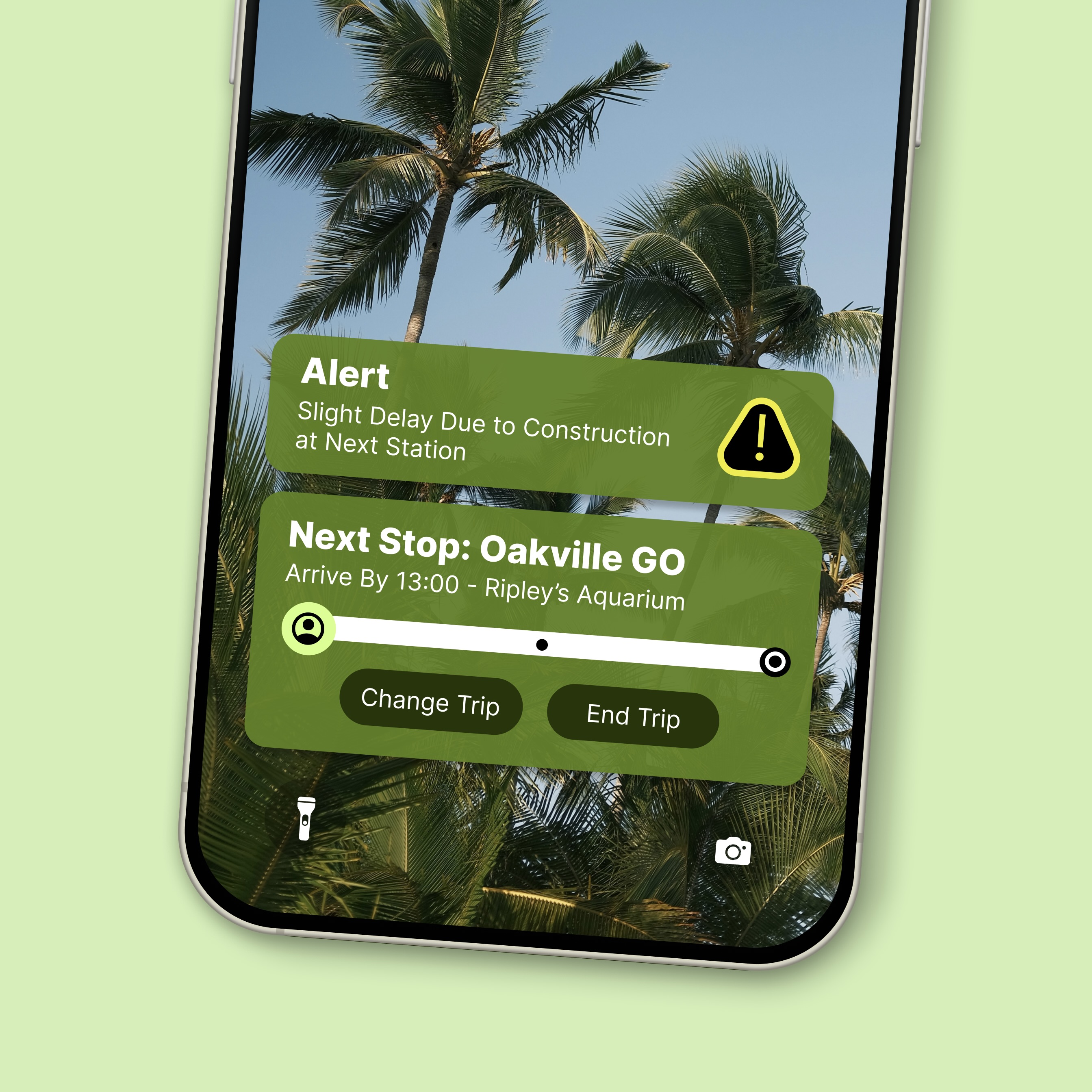 mockup of phone go transit notifications